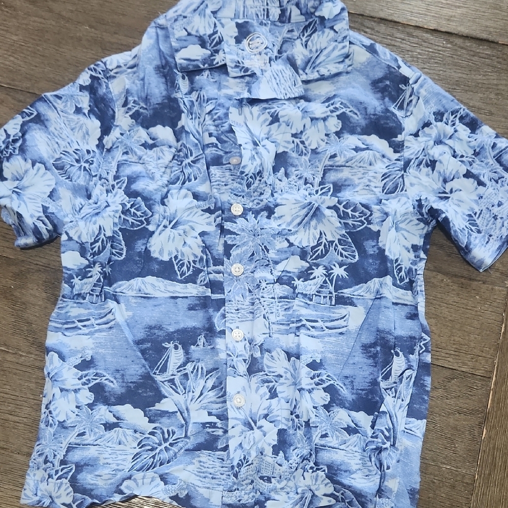 Wonder Nation Blue Hawaiian Shirt